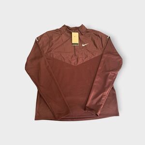 Nike Therma-Fit Sphere Element 1/2 Zip Running Top Dark Red size L FZ1115-652